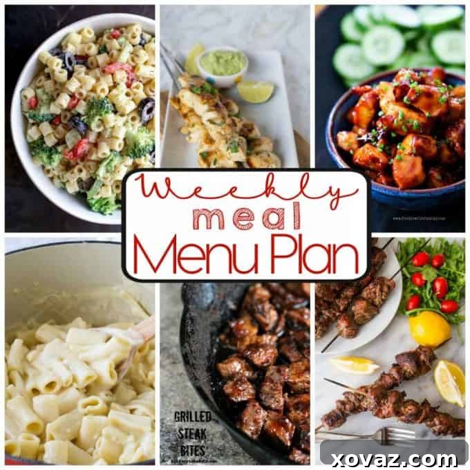 Simplify Your Week: Meals Made Easy (July 20-26) 2 Easy Weekly Meal Plan Graphic with Various Delicious Dishes