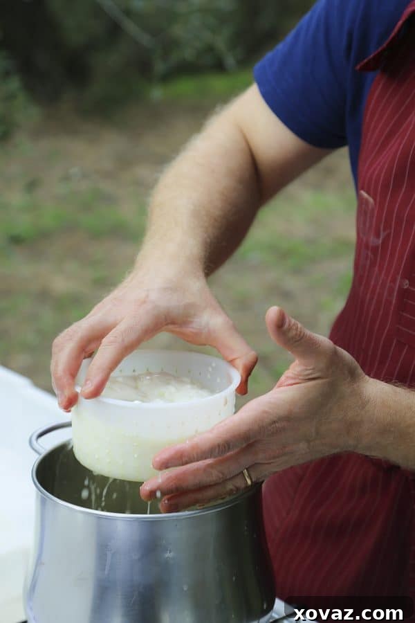 Francesco Bagnoli and his brother demonstrating open-air cheesemaking to visitors.
