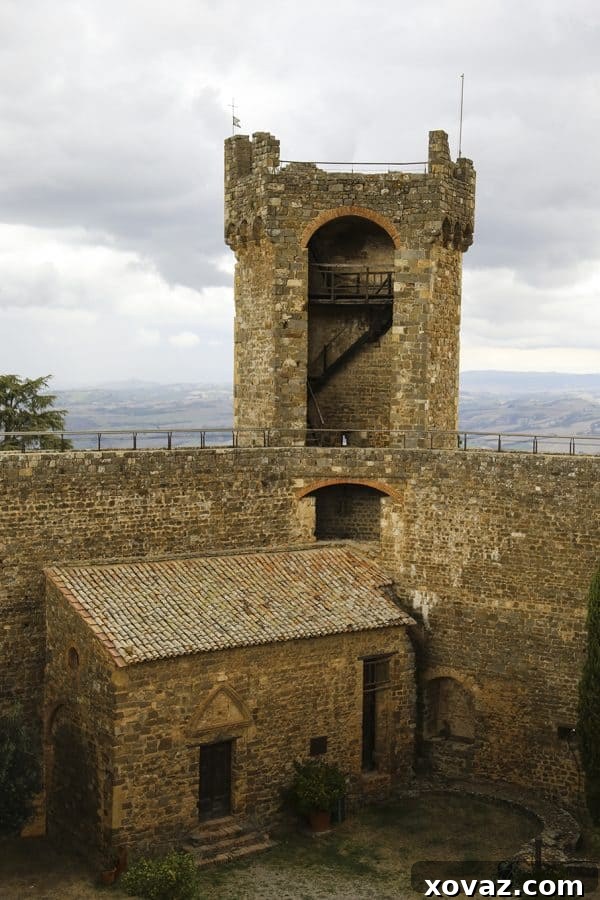 The charming architecture and vibrant life within the walls of Montalcino.