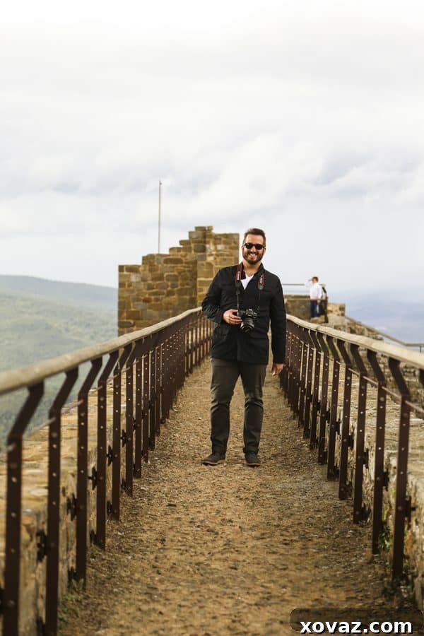 Brandon of Kitchen Konfidence, enjoying the views from Montalcino's watchtower.