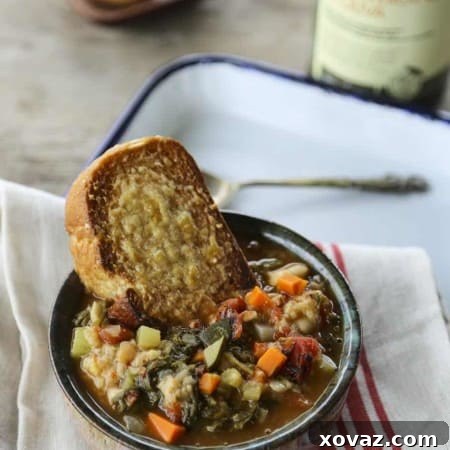 Ribollita Tuscan Vegetable Bean Soup, a rustic and flavorful Italian comfort food.
