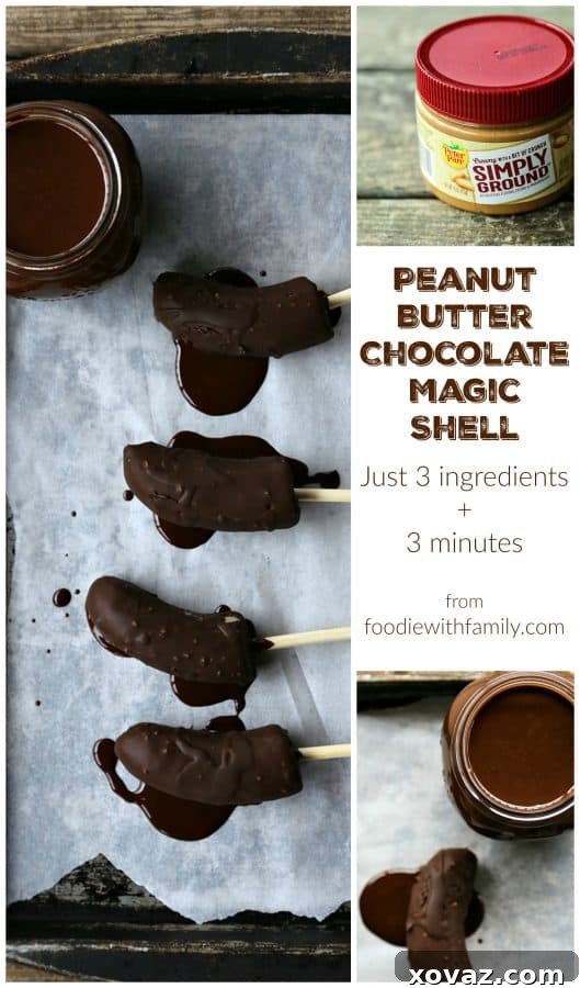 Quick and easy Peanut Butter Chocolate Magic Shell recipe for all your dessert needs.