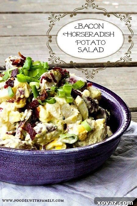 Bacon Horseradish Potato Salad - A creamy, savory potato salad with smoky bacon and a zesty horseradish kick, perfect for any meal.