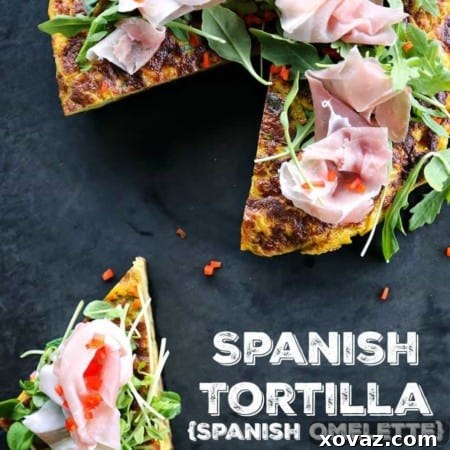 Spanish Tortilla or Spanish Omelette is filled with tender potatoes and onions.