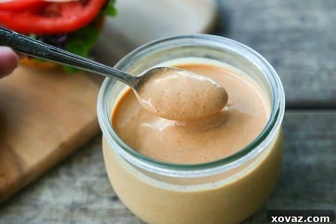 The Ultimate Burger Condiment 4 Another perspective of the Burger Sauce, showcasing its creamy texture.