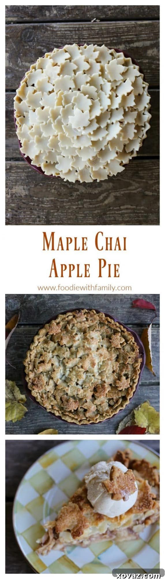 Chai-Spiced Maple Apple Pie 7 A generous slice of Maple Chai Apple Pie, rich with spiced apples and creamy filling, sits on a plate, ready to be enjoyed.