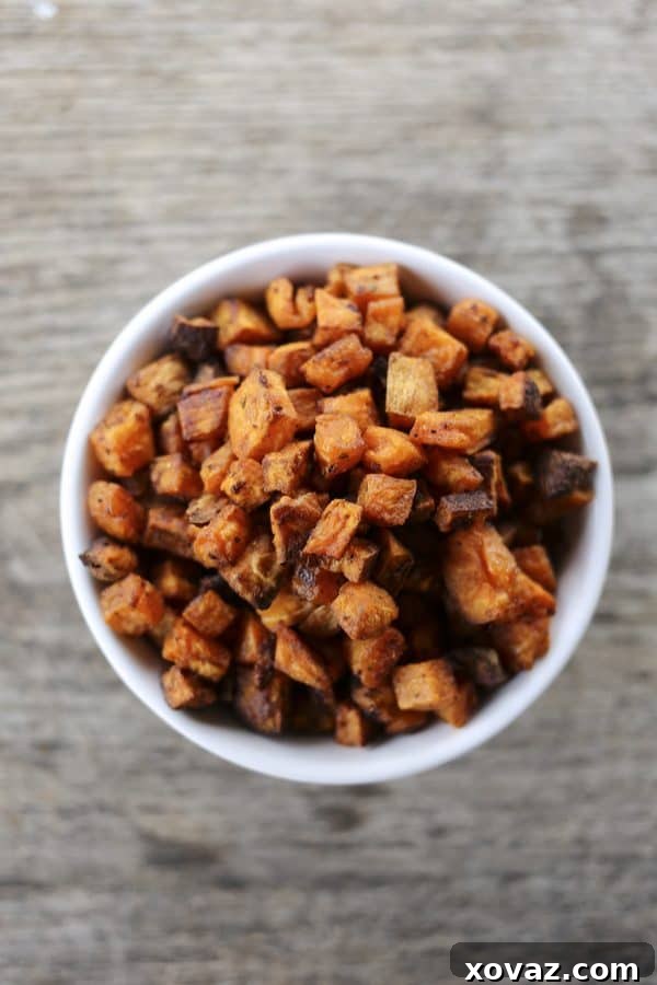 Sweet Potato Croutons seasoned with Cranberry Dry Rub, adding a unique savory-sweet crunch to salads.