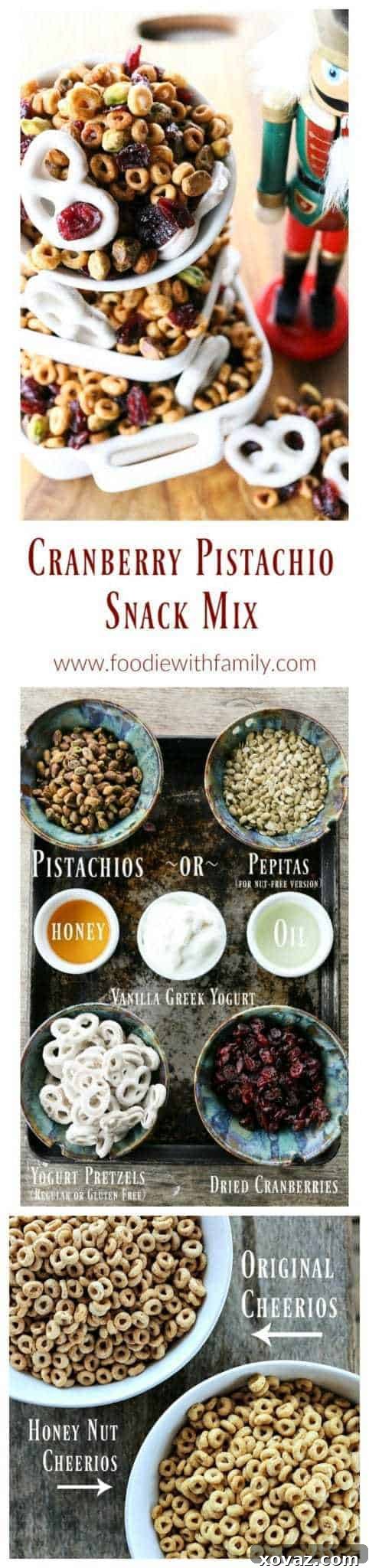 Festive Cranberry Pistachio Delight 6 This Cranberry Pistachio Snack Mix is designed to boost your energy without slowing you down. It's a perfect healthy holiday snack for the whole family, especially during busy Nutcracker season. #sponsored