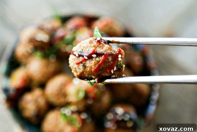Delicious and healthy ginger and hoisin flavored Asian Turkey Meatballs, baked to perfection for quick meals or appetizers.
