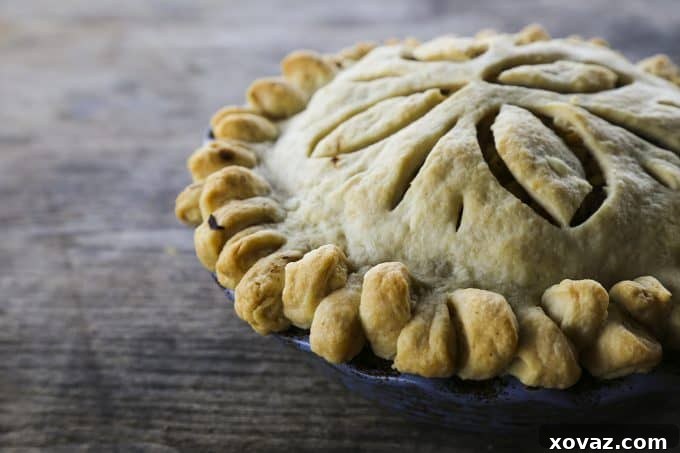 A slice of Meat and Potatoes Pie, revealing layers of tender meat, potatoes, and vegetables encased in a golden, flaky crust, served alongside rich brown gravy.