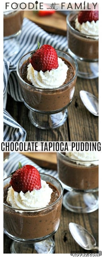 Chocolate Pearl Pudding 5 This rich, creamy, custard-based Chocolate Tapioca Pudding is comforting and delicious, and modern enough to be interesting while still being nostalgic!