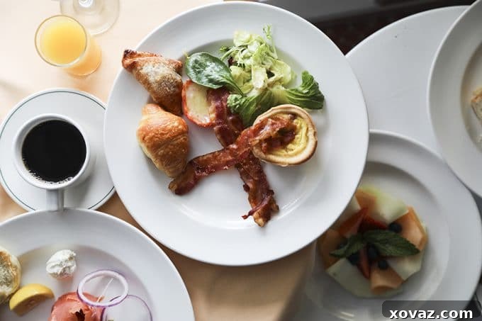 The deluxe stateroom breakfast on board the Caribbean Princess with Princess Cruises. 