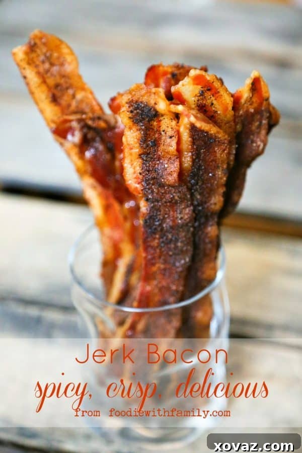 Jerk seasoned bacon for topping salads and sandwiches or soups from foodiewithfamily.com