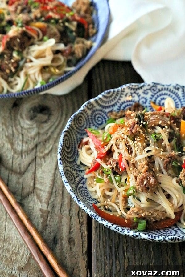 Easy Garlic Ginger Crispy Pork Noodles are going to be your new favourite dinner. Crazy simple. Crazier delicious. And easy on your pocketbook to boot. This delicious meal-in-one whips up in less than 30 minutes.