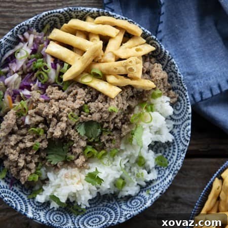 Pork Egg Roll In A Bowl, a quick and savory meal.