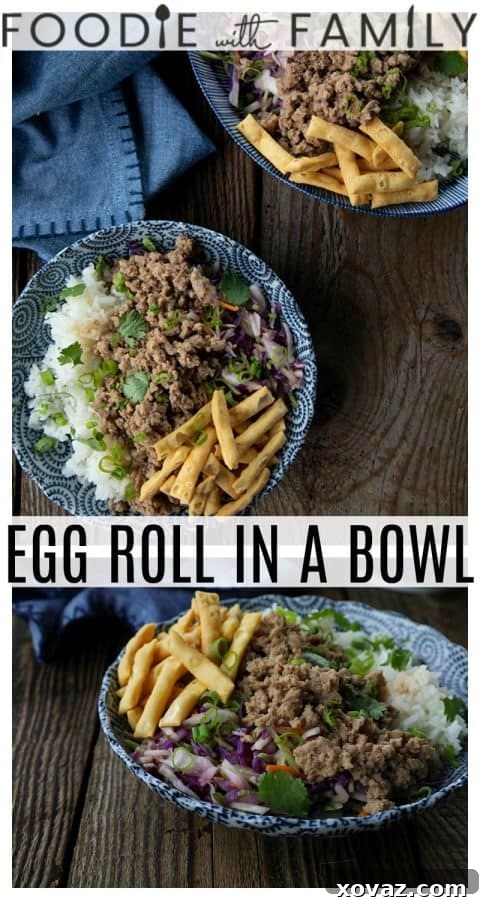 A final close-up of the delicious and easy Egg Roll in a Bowl.