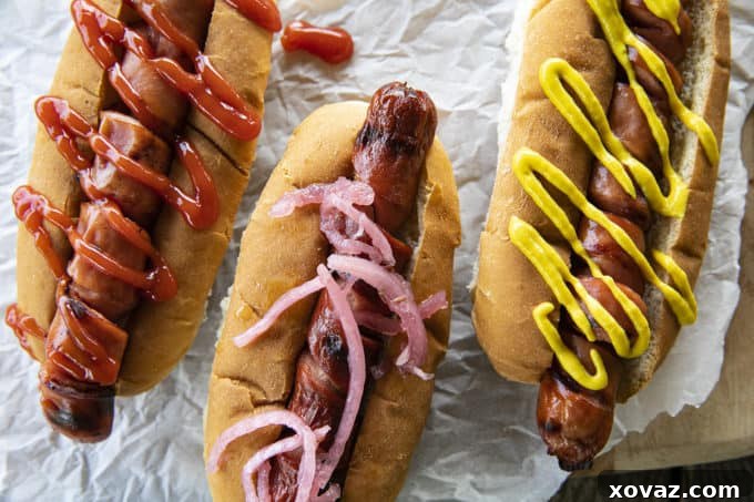 A Spiral Hot Dog maximizes the grilled crispy bits making them the ultimate char-grilled hot dogs for holding onto all the mustard, ketchup, relish, and onions that a good hot dog deserves!