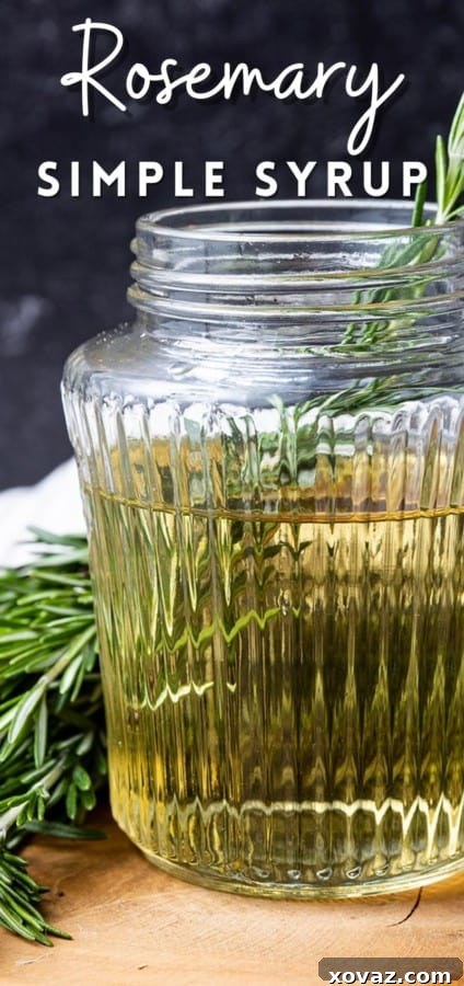 Rosemary Infused Syrup 8 A glass of iced tea with a splash of rosemary simple syrup and a fresh rosemary sprig.