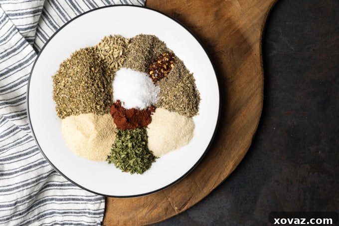 A little sprinkle of this magical pizza seasoning fairy dust makes every pizza better, and happily it takes 5 minutes to toss together. Having a jar of this homemade pizza seasoning recipe on hand is non-negotiable. Whether you’re crafting homemade pizzas or gussying up a frozen pizza, this homemade seasoning blend elevates everything. Don’t stop at pizza, though; sprinkle it on popcorn, pasta, and more!