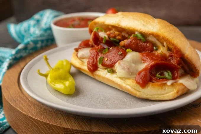 Pizzawich 2 pizza sub sandwich on a plate