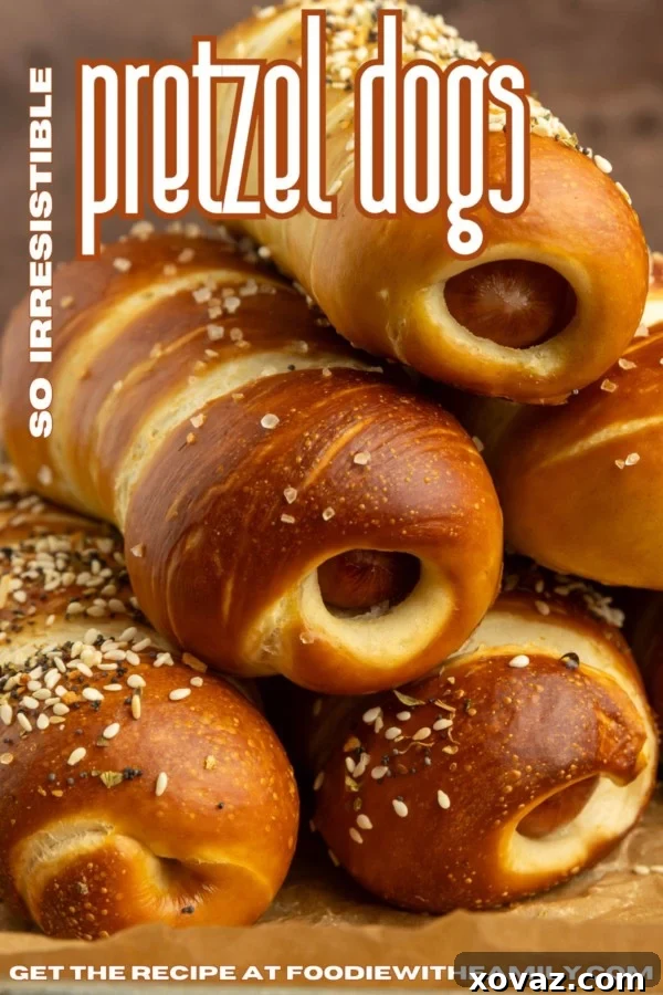 Pretzel Pup 6 pretzel dogs with a text overlay describing the photo contents
