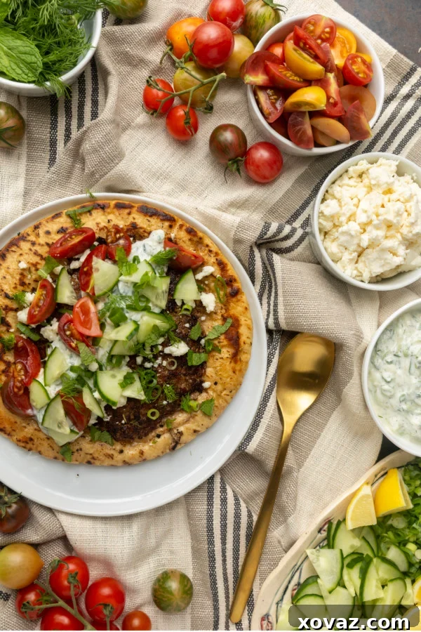 A close-up of the flavorful ground lamb inside a gyro pita.