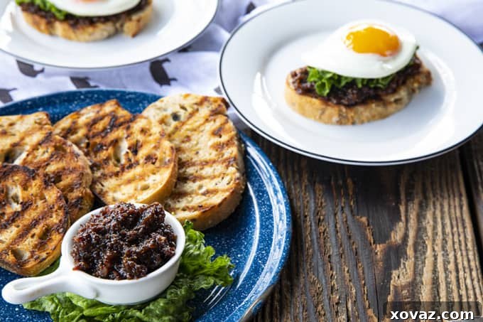 Bacon Onion Jam: Crispy Bacon is made into the ultimate breakfast spread with maple syrup, onions, coffee, brown sugar + pepper.