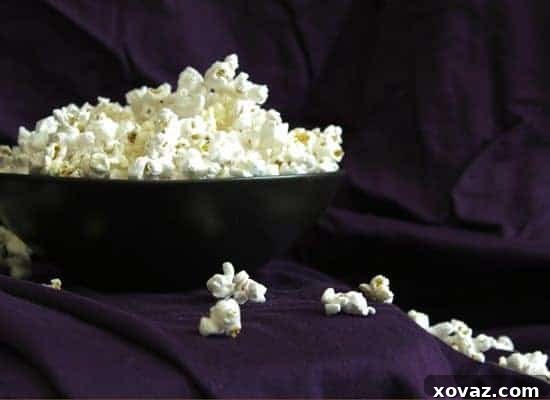 Delicious freshly made salted popcorn in a large bowl