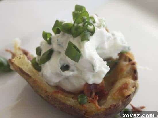 Classic Loaded Baked Potato Skins with bacon and cheese
