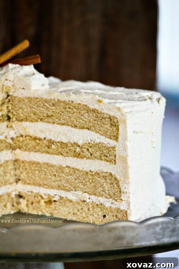 Four layer Snickerdoodle Cake with Cinnamon Brown Sugar Buttercream