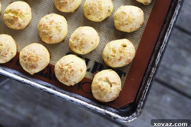 Delicious Dijon Cheddar Scallion Puffs ready to serve.