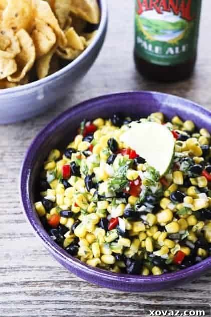 Close-up of fresh Corn and Black Bean Salsa