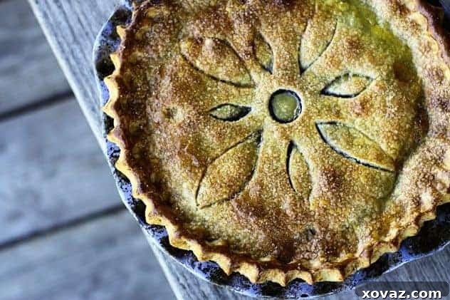 A slice of homemade Grape Pie, showcasing the vibrant purple filling and flaky crust, served with a scoop of vanilla ice cream